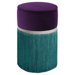 Decò Couture Geometric Purple and Green Ottoman