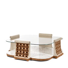 Square Marble and Crystal Coffee Table