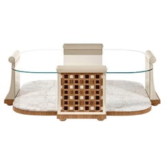 Square Marble and Crystal Coffee Table