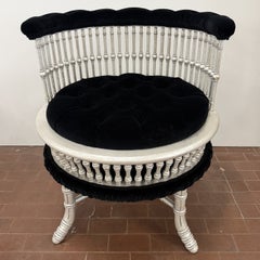 Mahalia Black Velvet Capitonné Lounge Armchair