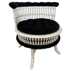 Mahalia Black Velvet Capitonné Lounge Armchair