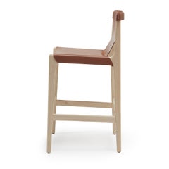 Sgabello da bar Burano/sg 30 in pelle marrone di Balutto Associati