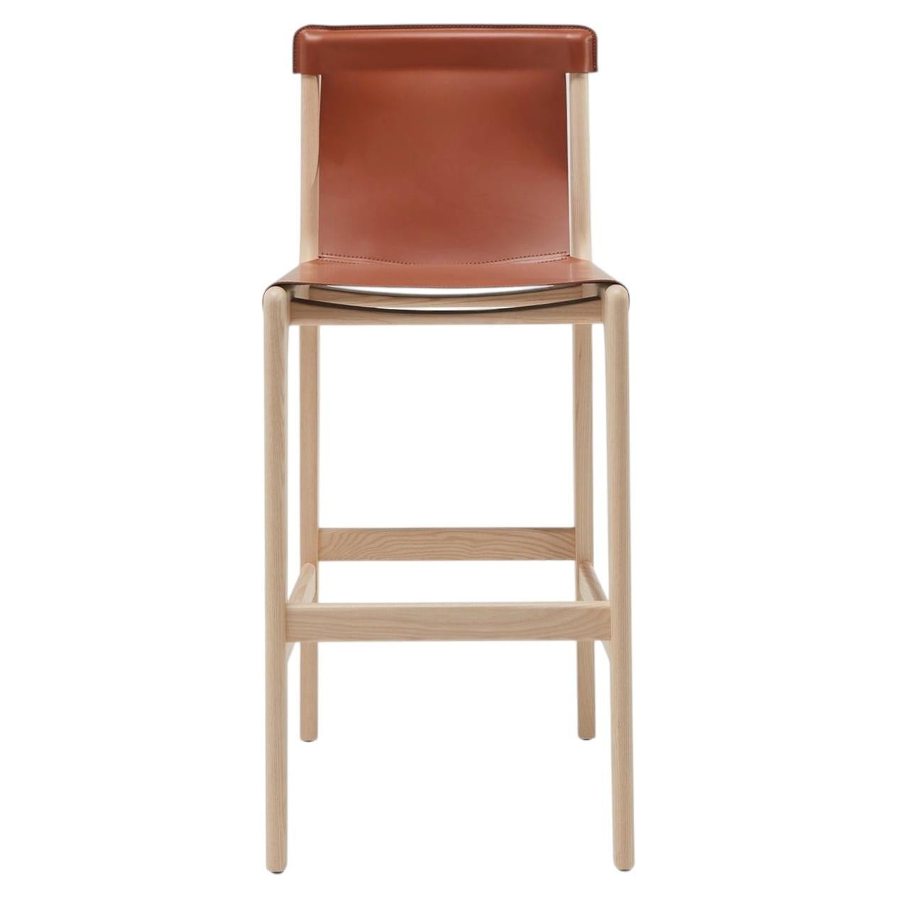 Burano/sg 30 Brown Leather Bar Stool by Balutto Associati For Sale