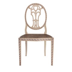 Cornaro Cream Wood With Blue Decor Chair