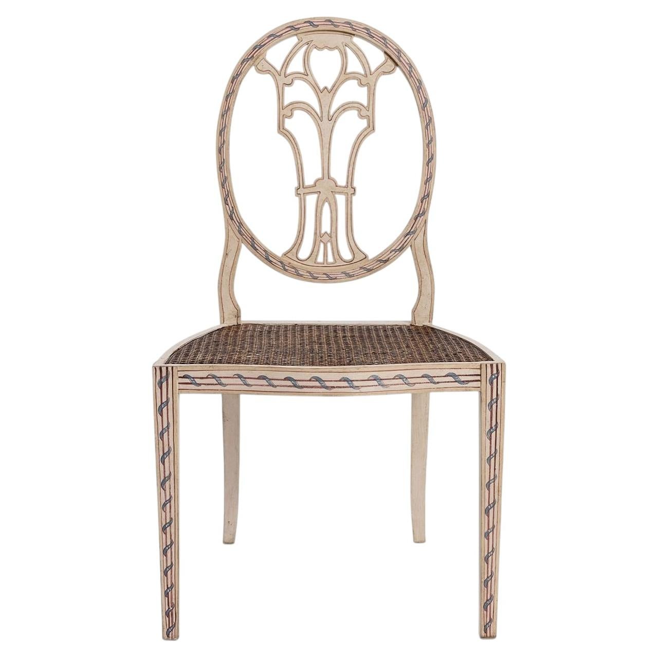 Cornaro Cream Wood With Blue Decor Chair For Sale