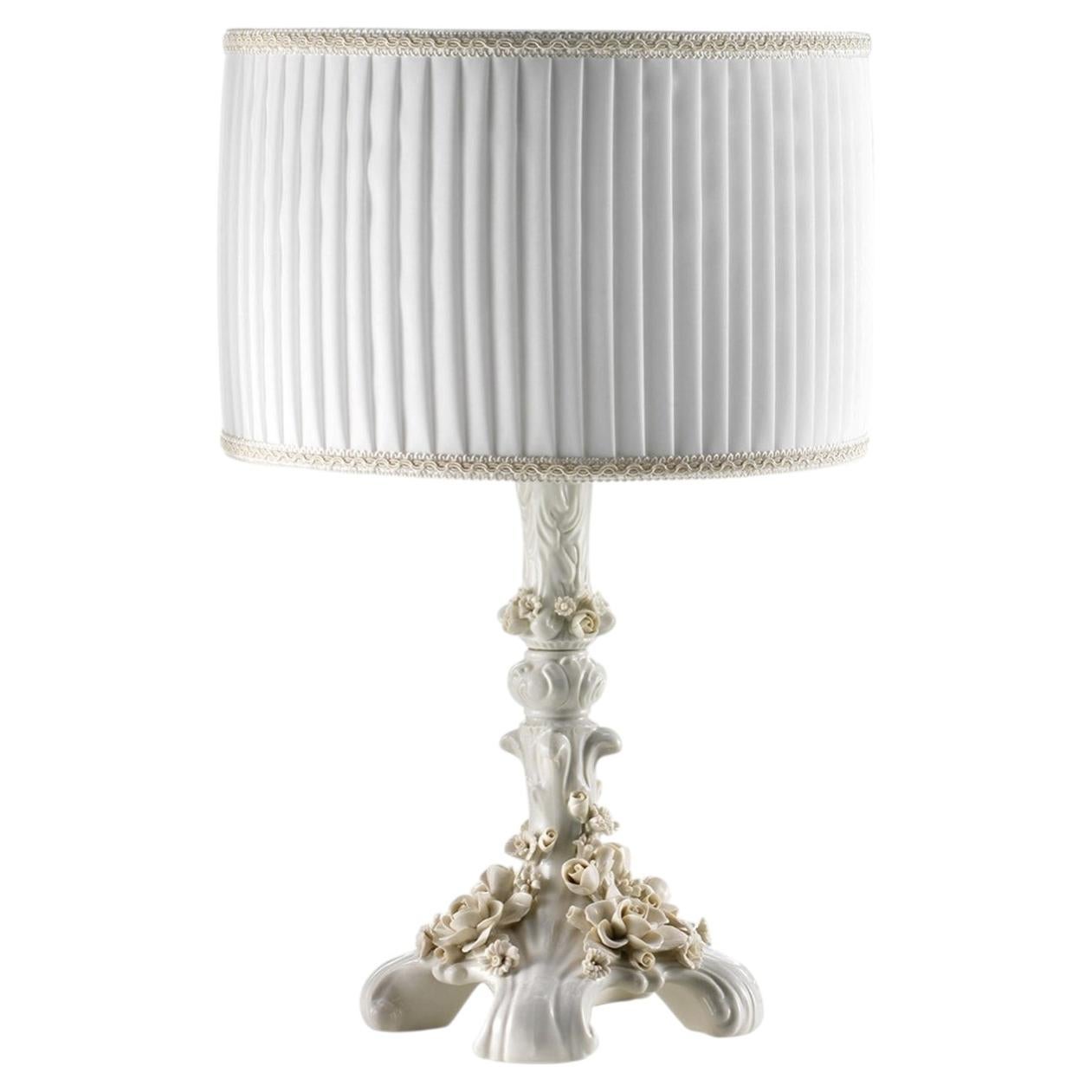 Flowery Small White Porcelain Table Lamp