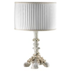 Flowery Small White Porcelain Table Lamp
