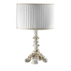 Flowery Small White Porcelain Table Lamp
