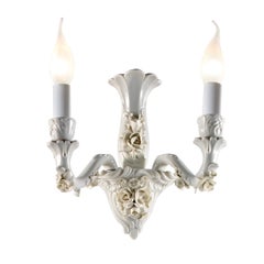 Flowery 2-Light White Porcelain Wall Lamp #2