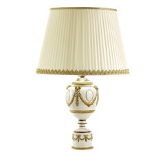 Lampada da tavolo Napoleone, dorata e bianca
