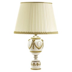 Lampada da tavolo Napoleone, dorata e bianca