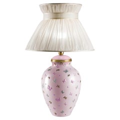 Lámpara de mesa «Butterfly» grande, de estilo clásico, en rosa claro