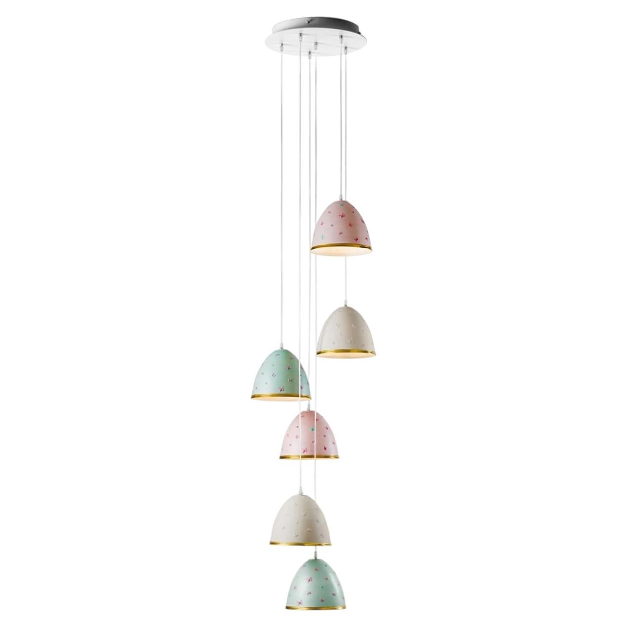 Butterfly 6-Light Multicolor Chandelier For Sale