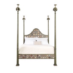 Bett „Roma Green“ mit Marmormuster