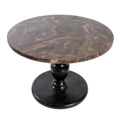 Santo Stefano Hand-Painted Black Base And Round Marble Top Bistro Table