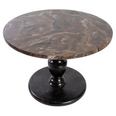 Santo Stefano Hand-Painted Black Base And Round Marble Top Bistro Table