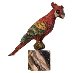Hand-Painted Parrot in Red