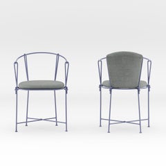 Silla de exterior de hierro forjado «Corda Rugiada» en azul claro, de Zanellato&Bortotto