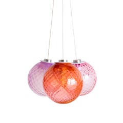 Lámpara de araña de cristal Balloton rosa de tres luces