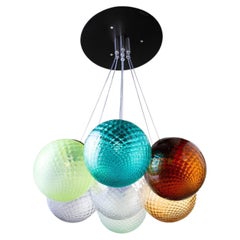 Lámpara de araña de cristal Balloton multicolor de siete luces