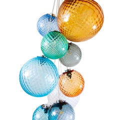9-Light Multicolor Balloton Glass Cluster Chandelier