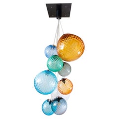 9-Light Multicolor Balloton Glass Cluster Chandelier