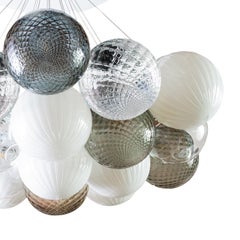 Lámpara de araña multicolor de cristal Balloton con diecinueve luces