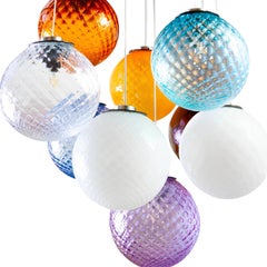Lámpara de araña de cristal «Balloton» multicolor de nueve luces