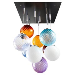 Lámpara de araña de cristal «Balloton» multicolor de nueve luces