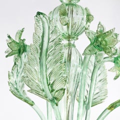 Avior Green Glass Chandelier with Gold Details