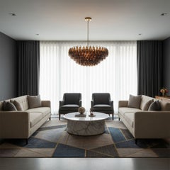 Poliedri Moka Amber Glass Chandelier