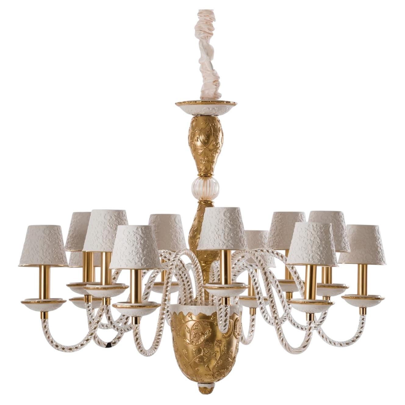 Taormina 12-Light White and Gold Chandelier