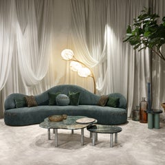 Aster Verde Alpi Marble and Metal Coffee Table