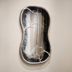 Espejo de pared «Ramage Silver» de yeso y cristal