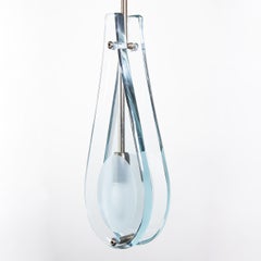 Memory Light Blue Frosted Glass And Brass Pendant Lamp