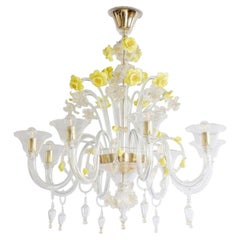 Zagara Glass Chandelier with Yellow Flowers