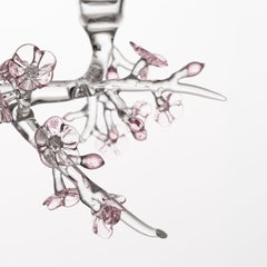 Blossoming Circle of Plum Tree Glass Candelabra