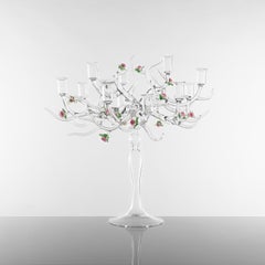 Rose Glass With Floral Details Candelabra
