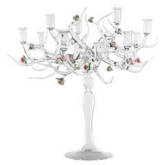 Rose Glass With Floral Details Candelabra