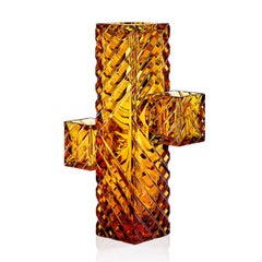 Cactus Small Amber Crystal Decorative Vase