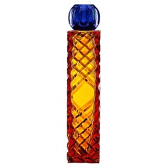 Io Small Amber And Cobalt Blue Crystal Decorative Vase