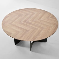 Hole Walnut Wood Round Dining Table