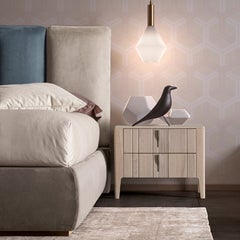 Domino 2-Drawer Beige Canaletto Walnut Nightstand