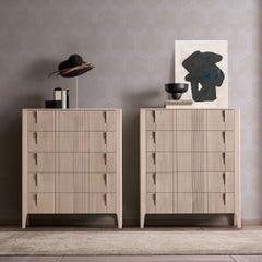 Domino 5-Drawer Beige Canaletto Walnut Chest of Drawers
