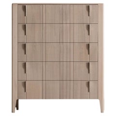 Domino 5-Drawer Beige Canaletto Walnut Chest of Drawers