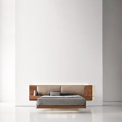 York Soft Stone Leather & Canaletto Walnut Double Bed