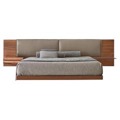 York Soft Stone Leather & Canaletto Walnut Double Bed