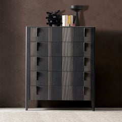 Domino 5-Drawer Two-Toned Gray Canaletto Walnut Chest of Drawers