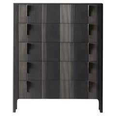 Domino 5-Drawer Two-Toned Gray Canaletto Walnut Chest of Drawers