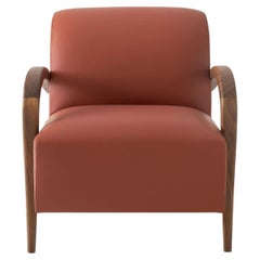 Fauteuil Domino en cuir Cotto et noyer